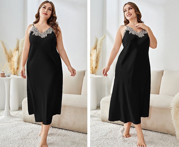 PLUS SIZE Silk Nightgown for Women Plus Size Slip Nightdress Loose Pajama